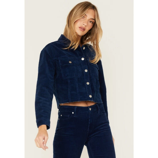 Coupon 🤩 Cleo + Wolf 👩 Women's Cropped Corduroy Jacket Indigo ❤️ 2 Coupon 🤩 Cleo + Wolf 👩 Women's Cropped Corduroy Jacket Indigo ❤️ - Image 2