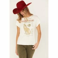 Coupon 🎉 Cleo + Wolf 👩 Women's Born Free Graphic Tee Ivory 🎁