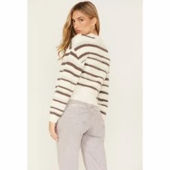 Best Sale 👍 Cleo + Wolf 👩 Women's Abstract Stripe Cropped Knit Sweater Ivory 🤩 -Cleo & Wolf SHOP unnamed file 587