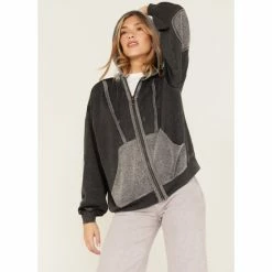 Top 10 🔥 Cleo + Wolf 👩 Women's Seamed Zip Hoodie Black ✨