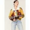 New ⭐ Cleo + Wolf 👩 Women's Patchwork Floral Knit Sweater Gold 🎁