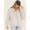 Deals ✨ Cleo + Wolf 👩 Women's Seamed Zip Hoodie Light Purple ✔️