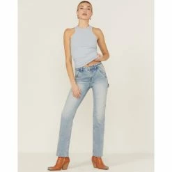 Coupon 👏 Cleo + Wolf 👩 Women's Carpenter Straight Denim 👖 Jeans Light Wash ❤️