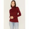 Deals 🛒 Cleo + Wolf 👩 Women's Ribbed Turtleneck Sweater Ruby 🥰