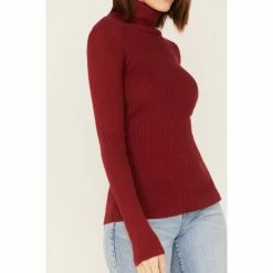 Deals 🛒 Cleo + Wolf 👩 Women's Ribbed Turtleneck Sweater Ruby 🥰 -Cleo & Wolf SHOP unnamed file 638
