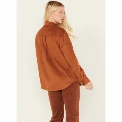 Best deal 😀 Cleo + Wolf 👩 Women's Faux Suede Shacket Cognac 🧨 -Cleo & Wolf SHOP unnamed file 655