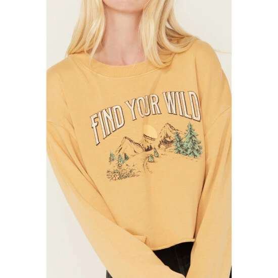 Budget ⭐ Cleo + Wolf 👩 Women's Find Your Wild Graphic Cropped Sweatshirt Ivory 😉 2 Budget ⭐ Cleo + Wolf 👩 Women's Find Your Wild Graphic Cropped Sweatshirt Ivory 😉 - Image 2