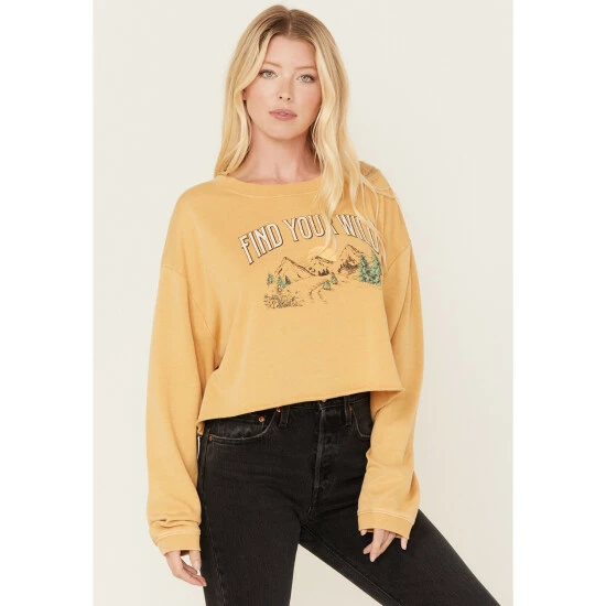 Budget ⭐ Cleo + Wolf 👩 Women's Find Your Wild Graphic Cropped Sweatshirt Ivory 😉 3 Budget ⭐ Cleo + Wolf 👩 Women's Find Your Wild Graphic Cropped Sweatshirt Ivory 😉 - Image 3