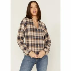 Best Sale 😉 Cleo + Wolf 👩 Women's Plaid Print Blouse Blush 😉