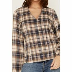 Best Sale 😉 Cleo + Wolf 👩 Women's Plaid Print Blouse Blush 😉 -Cleo & Wolf SHOP unnamed file 670