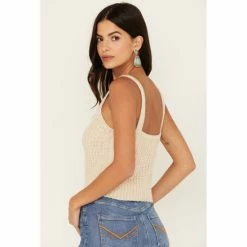 Deals 🎉 Cleo + Wolf 👩 Women's Cropped Cable Knit Sweater Cami Top Ivory 🥰 -Cleo & Wolf SHOP unnamed file 683