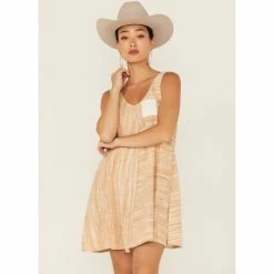 New 🧨 Cleo + Wolf 👩 Women's Yarn Die A-Line 👗 Dress Taupe 🛒