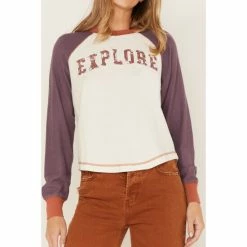 Cheap 😉 Cleo + Wolf 👩 Women's Explore Novelty Raglan 👚 Shirt Ivory 🌟 -Cleo & Wolf SHOP unnamed file 80