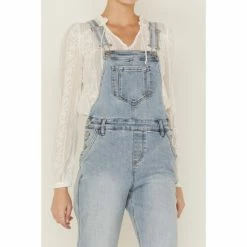 Budget 👏 Cleo + Wolf 👩 Women's Relaxed Release Hem Denim Overalls Medium Wash 🔔 -Cleo & Wolf SHOP unnamed file 93