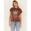 Wholesale ✨ Cleo + Wolf 👩 Women's Adventure Calling Graphic Tee Brandy Brown 👏