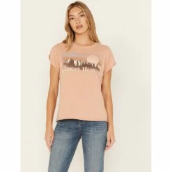 New 😍 Cleo + Wolf 👩 Women's Almost Heaven Graphic Tee Taupe 😉